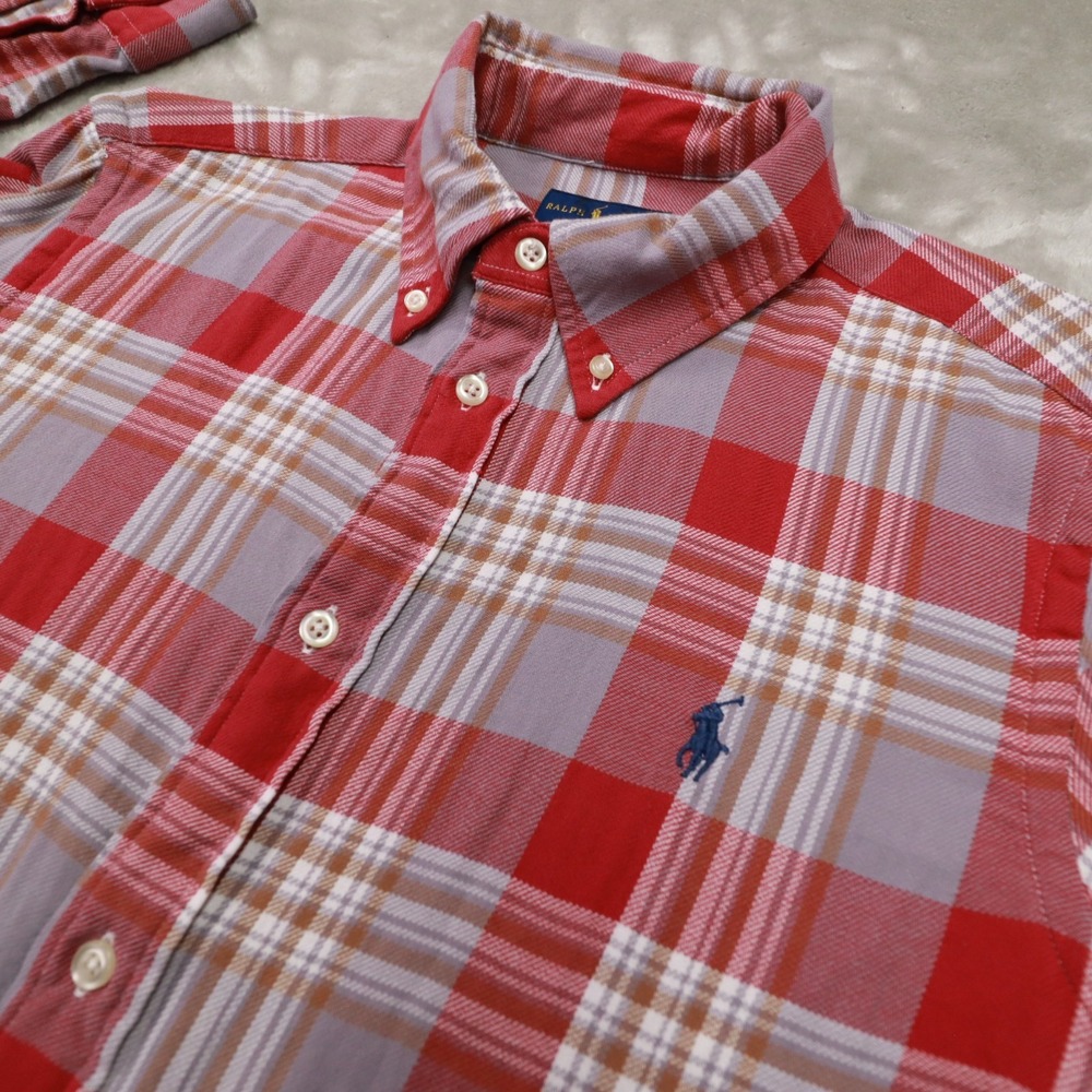 Ralph Lauren Light Red‎ Plaid Long Sleeve Button Up Shirt size Large - Picture 3 of 9